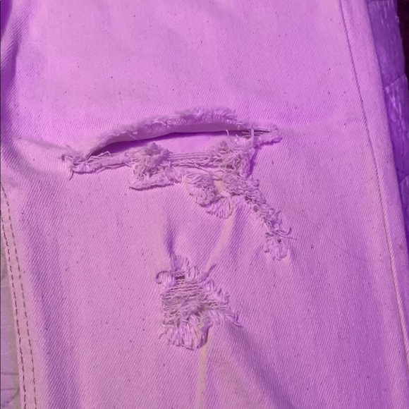 High Rise Pink Distressed Jeans - Picture 3 of 5